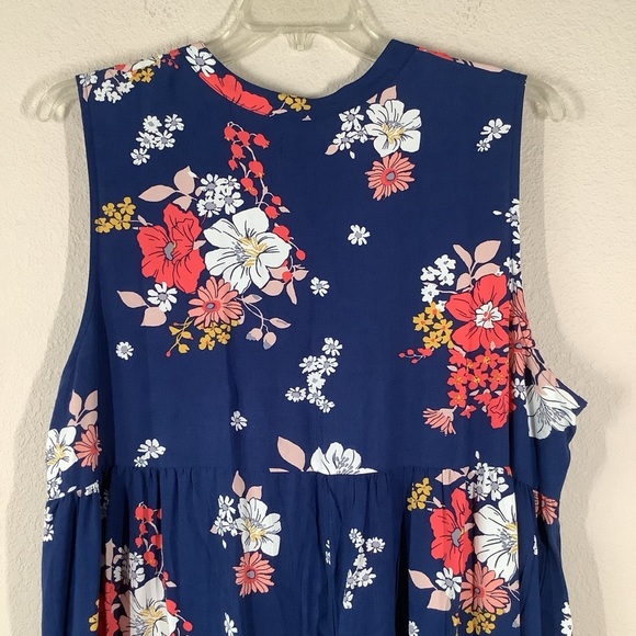 OLD NAVY Plus Size Sleeveless Midi Dress Blue Floral Preppy Beach Vacation XXL - Picture 9 of 11